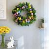 Easter Decor Wreath - Artificial Foliage, Blooms & Egg Accents | Festive Door/Wall/Porch Ornament For Home & Easter Parties | Reusable Spring Holid