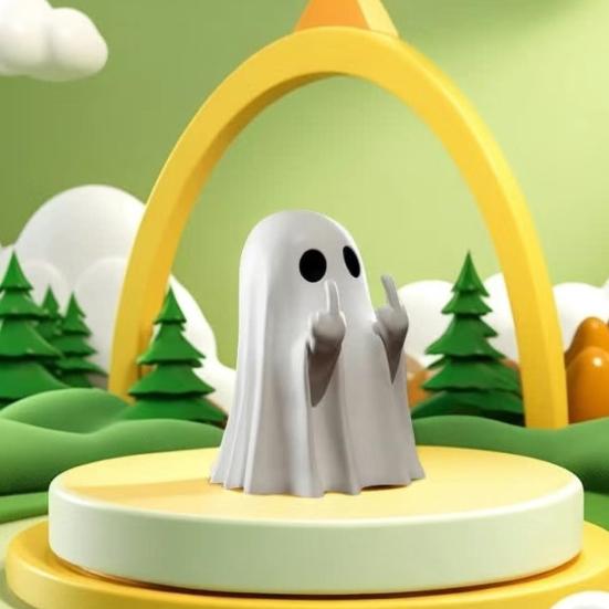 Langefinger Spøkelsesfigur Resin Spøkelsesfigur som gir fingeren Spøkelsesstatue for Skrivebord Skap Hjem Halloween Dekor