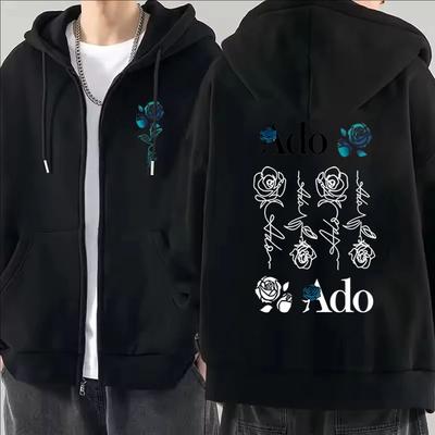 Ado Grafisch Bedrukte Rits Hoodies Herfst Winter Mannen Vrouwen Casual Mode Harajuku Y2K Fleece Lange Mouw Zip-Up Hoodies