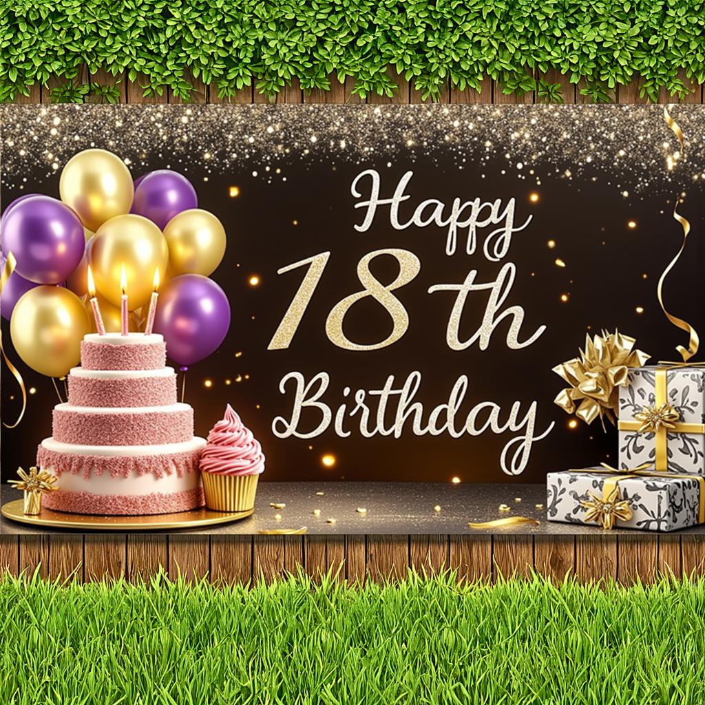 Gift Decoration Happy 18th Birthday Event Decoration Party Banner for Holiday Celebration Indoor Decoration Party Celebration