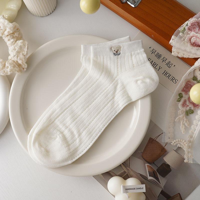 Female Spring and Summer Classic All Kinds of Dog Embroidery Mesh Wicking Sweat Deodorant Short Tube Cotton Socks