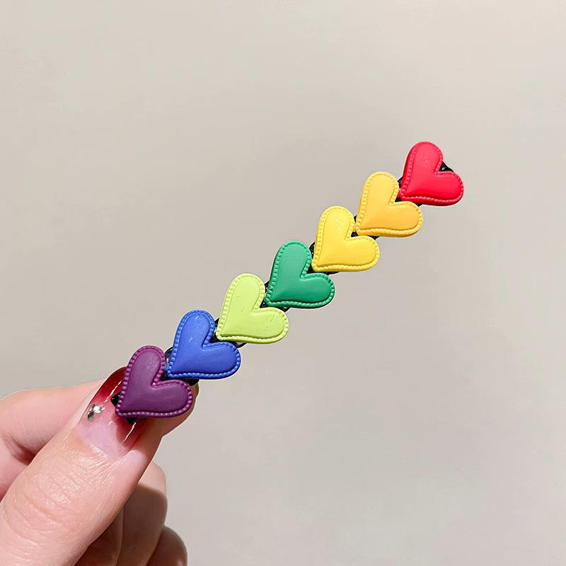 

New Korean Cute Rainbow Love Heart Hairpins Hairgrips Summer Color Barrettes Hair Clips for Women Girls Hair Accessories