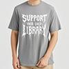 Grafisches Sommer-T-Shirt für ihn Unterstütze deine lokale Bibliothek Kurzarm Neu eingetroffen O-Ausschnitt T-Shirt Rundhalsausschnitt Kurzarm-T-Shirt