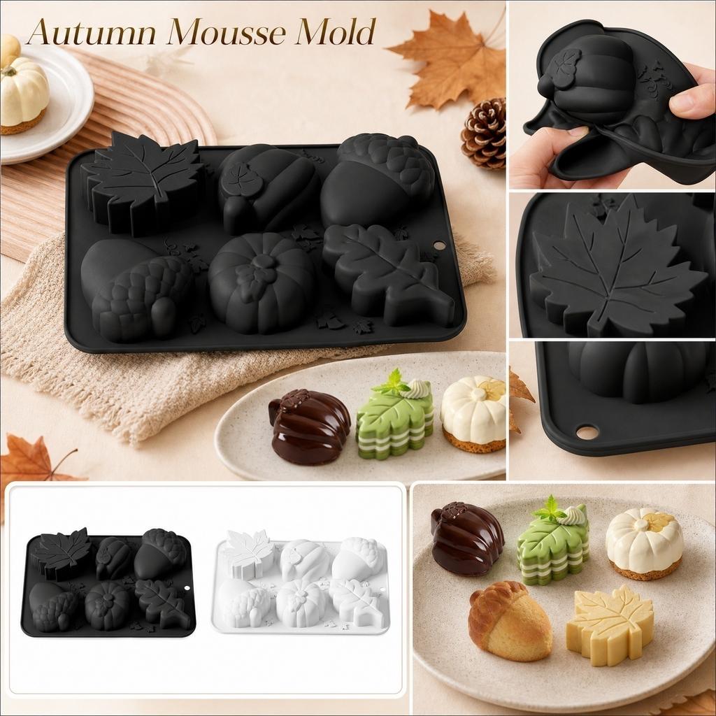Silicone Baking Mold for Mousse Pudding Jelly Cake with Pumpkin Maple Leaf Floral Shapes Suitable for French Style Desserts and Aromatherapy Candles