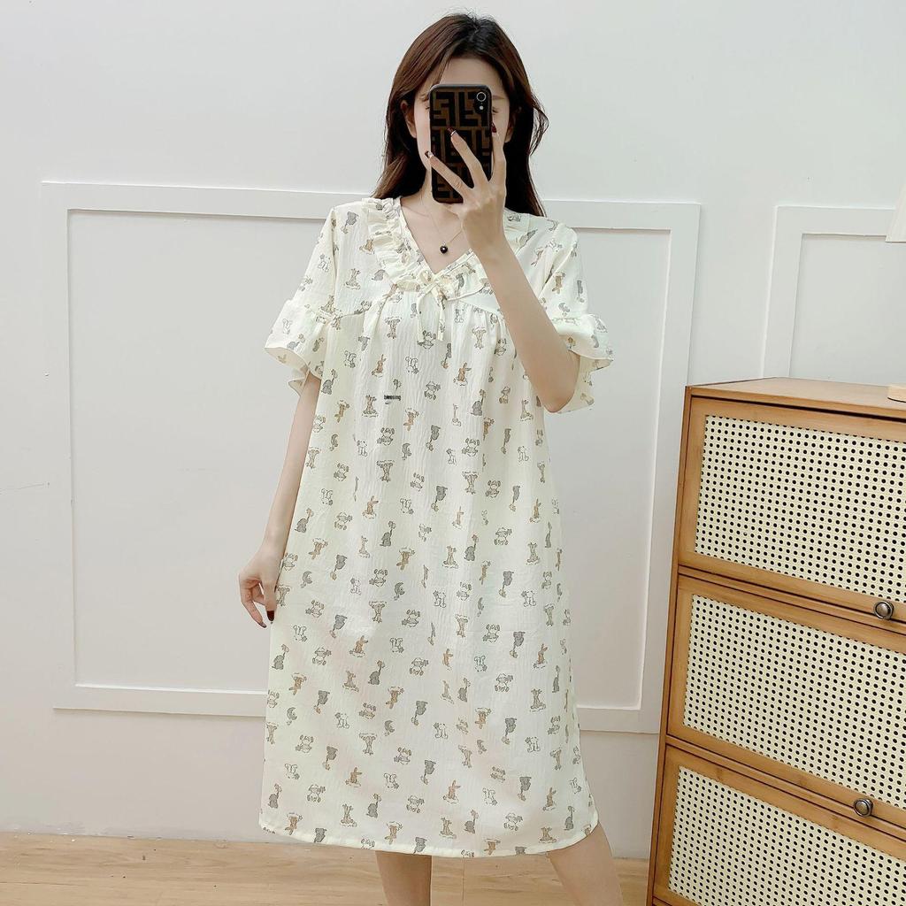 Women's Cloud Cotton Short Sleeve Nightgown - Summer Pajamas & Outdoor Sweet Girly Dress Homewear