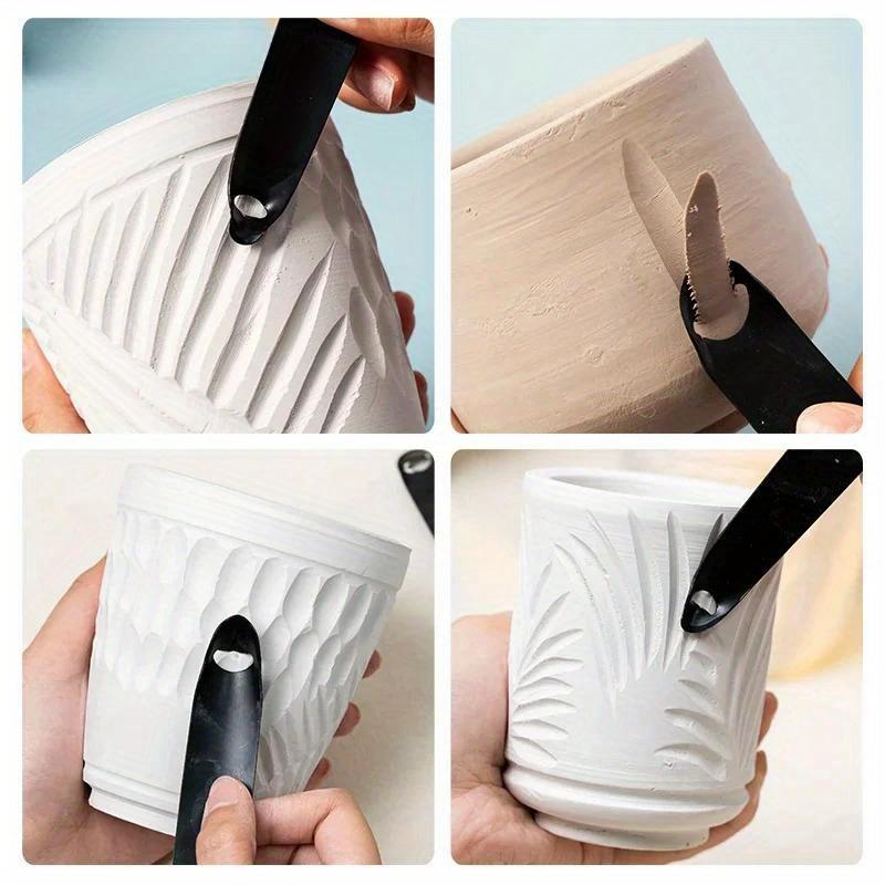 Pottery Tool Double-headed Scraper Black Carbon Steel Clay Carving Ceramic Blank Texture Carving Modeling Clay Sculpting Tools