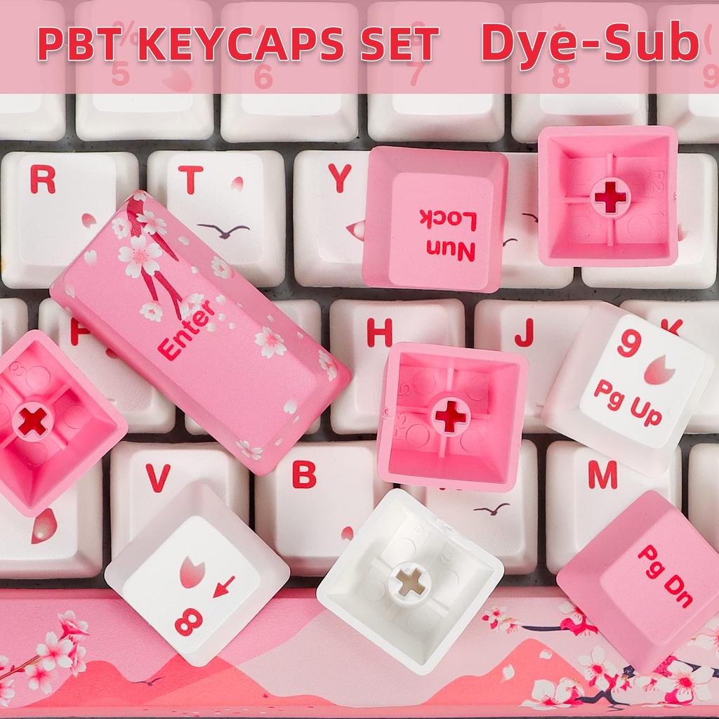 PBT-Tastenkappen Sakura Lila – 134 Tasten, MOA-Profil, 1,5 Mm Dick, Für Cherry/Gateron MX Mechanische Tastaturen