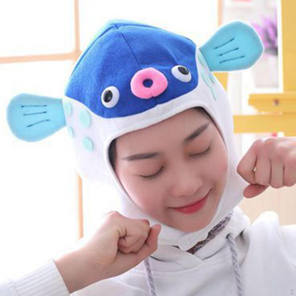 Fish Cap Costume Hat Plush Cosplay Headwear for Props