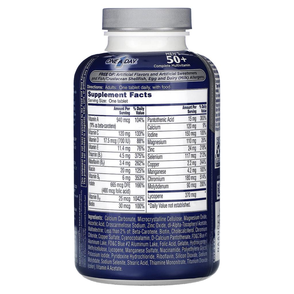 One-A-Day Complete Multivitamin for Men 50+, 200 Tablets