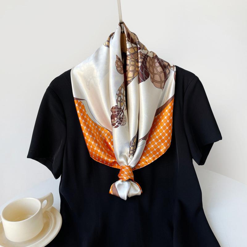 

Ladies Silk Scarf Wrap Headband 90cm Large Square Scarf New Satin Scarf Satin Printed Shawl 90*90cm