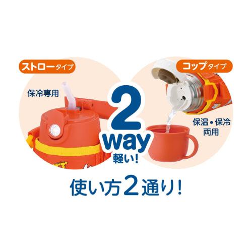 Thermos Vacuum Insulated Two-Way Water Bottle, 0.6L/0.64L, Miffy Orange, with Straw, for Kids, FJO-601WFB OR