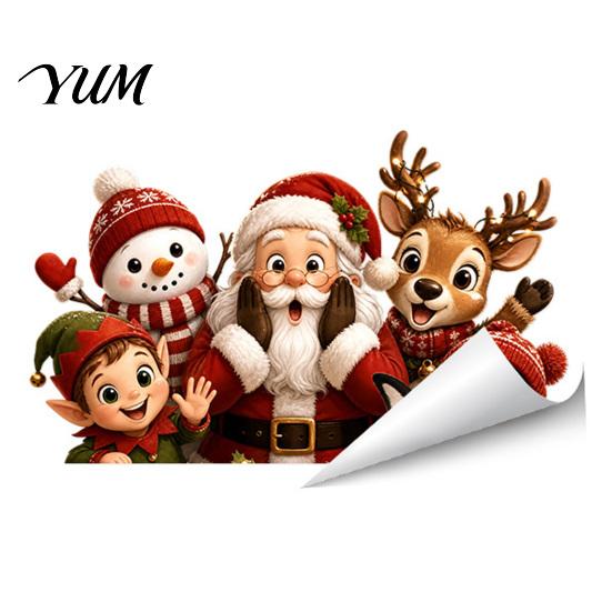 Christmas Gifts for Friends Window Stickers, Static Cling Santa Claus Snowman Reindeer Decals, Removable PVC Stickers Holiday Glass Clings Home