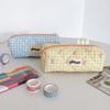 Cute Color Blocking Checkered Pencil Case, Girls' Stationery Storage Bag, Large Capacity Cosmetics and Miscellaneous Storage Bag