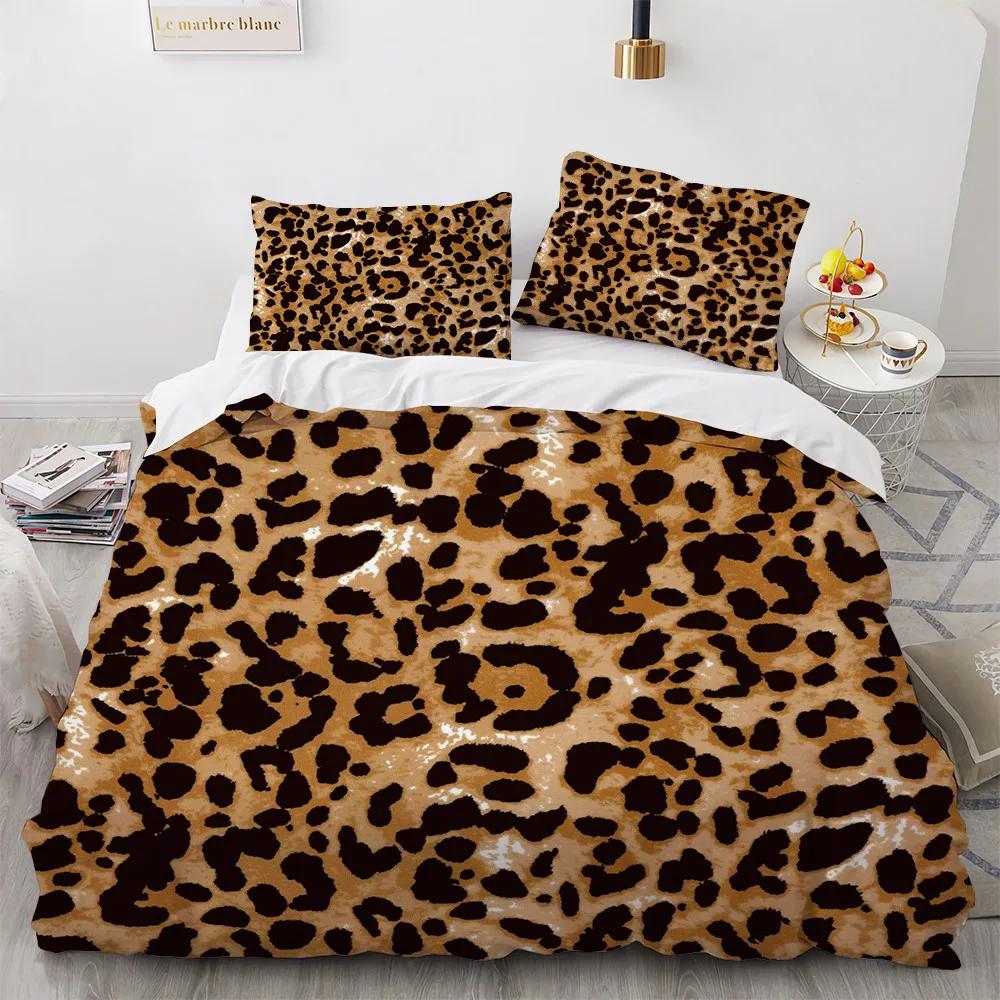 3D Print Animal Skin Bedding Sets Queen Quilt Cover Set King Sze Leopard Home Textile 100% Polyester Duvetcover 2pcs Pillowcase
