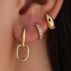 3PCS Stainless Steel Zircon Hoop Earrings Set For Women Simple Gold Color Piercing Earrings Fashion Daily Wear Jewelry Gifts