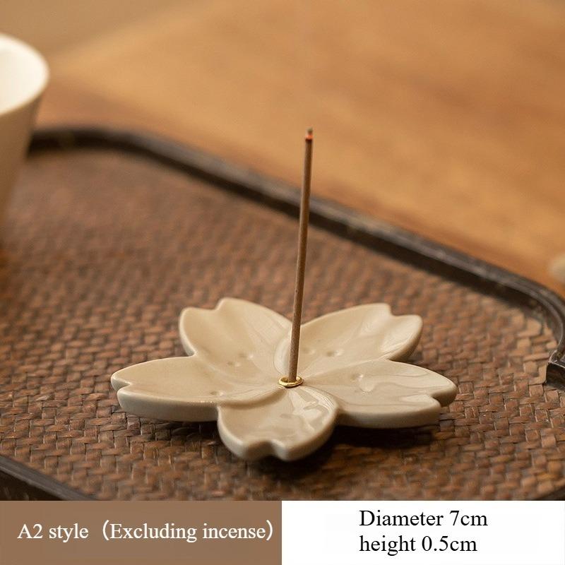 Porte-encens en forme de fleur en céramique avec cendrier Design Parfait Pour la Maison la Méditation le Yoga et l'Utilisation en Aromathérapie