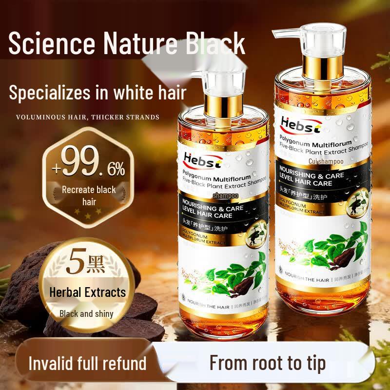 HEBST Fo-ti White-to-Black Hair Darkening Shampoo