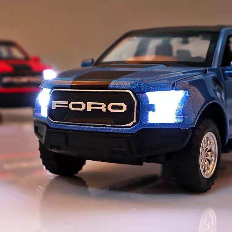 Νέο 1:32 Ford Raptor F150 Pickup όχημα εκτός δρόμου από χυτό μεταλλικό κράμα Μοντέλο αυτοκινήτου Ηχητικό φως Συλλογή τραβήγματος πίσω Παιδικά παιχνίδια Δώρα A188