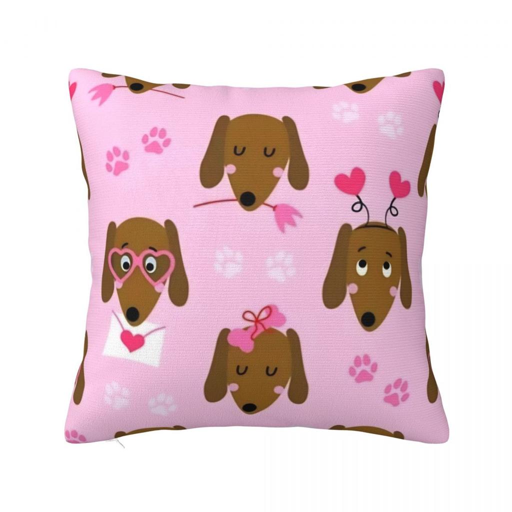 Dachshund Dog Love Square Pillow Covers Home Wiener Sausage Doxie Cushion Cover Cute Home Decoration Pillowcase 4545