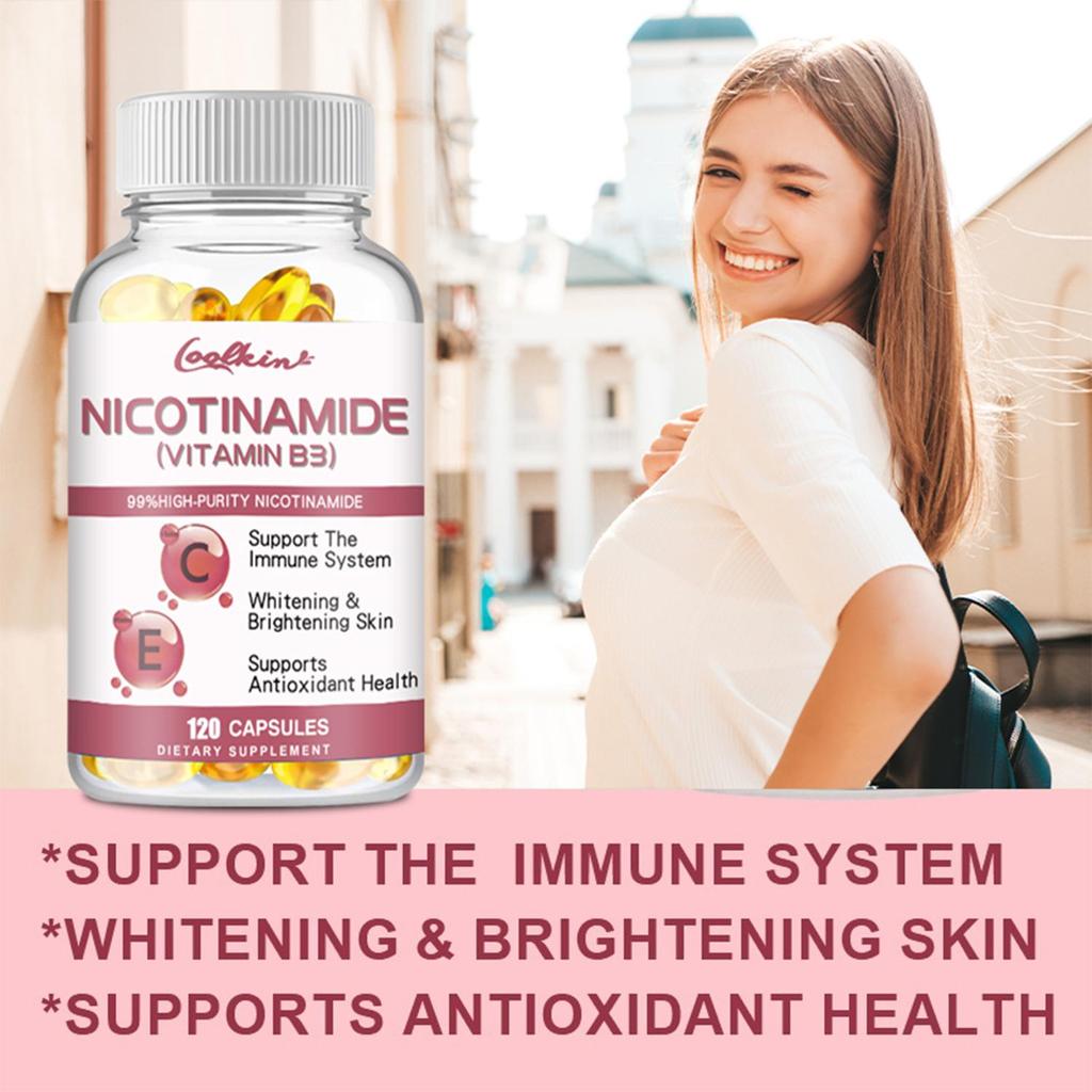 Nicotinamide, Vitamin B3 500 mg, antioxidant, reduces cell damage.
