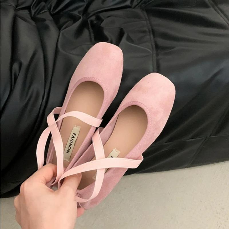 Flat Shoes Women Summer Pink Ballet Shallow Mouth Flats Sole Single Shoe Women's Soft Soled Mary Jane Shoes Pumps Zapatos