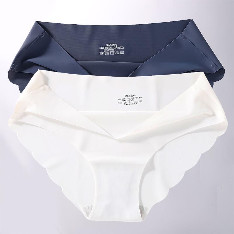2 Stück/Set M-XL Nahtlose Eis-Seide Sexy Damen Slips Pantys 7 Unifarben Atmungsaktive Pantys Unterwäsche Für Mädchen Dessous