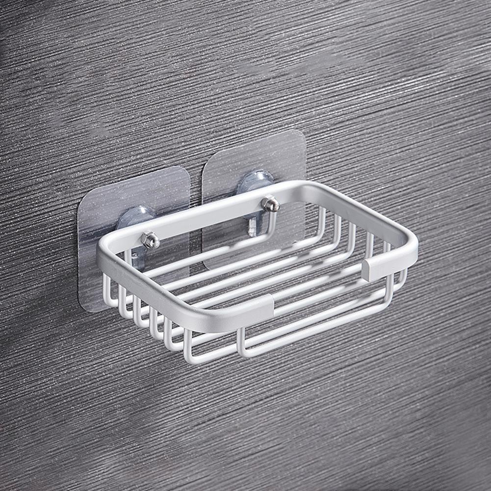 High Quality New Soap Dishes Bath Shower Strong Suction Tray Wall-mounted Aluminum Bathroom Dispensers Drain Hotel Metal