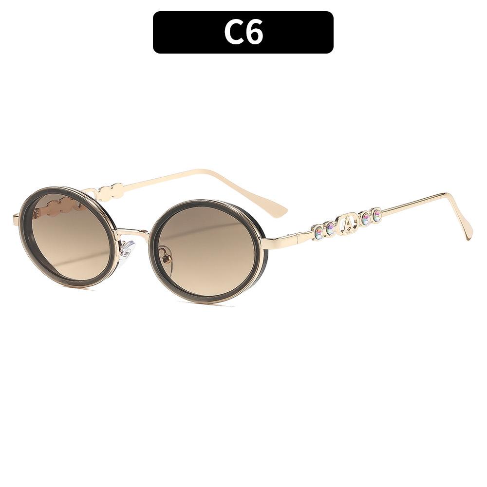 European and American fashion new retro trend sunglasses high-end diamond round sunglasses street shooting versatile personalized glasses