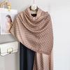 High-end fashion color matching cotton and linen scarf women's elegant temperament thin travel sunscreen shawl beach towel