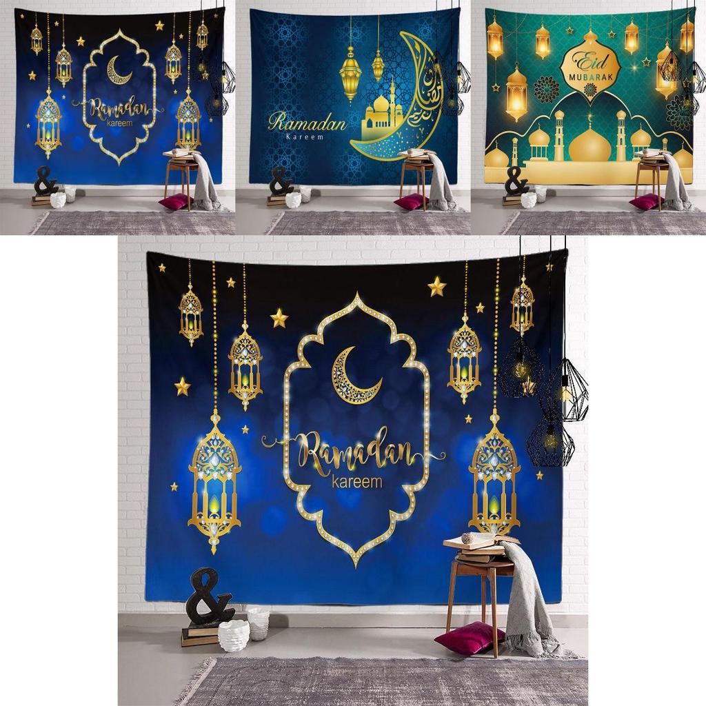 Vibrant Eid Mubarak Tapestry Moon Star Wall Hanging Decor For Ramadan Celebrations