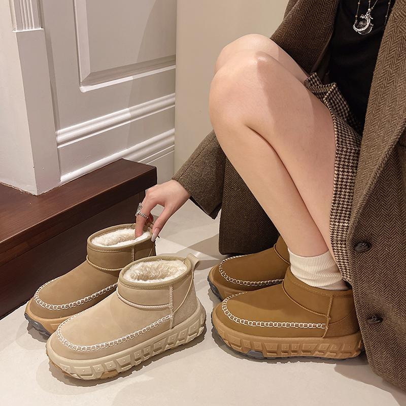 2024 New Winter Warm Boots Fur Ladies Snow Boots Real Sheepskin Wool Low-cut Warm Fur Shoes Man and Women Winter Short Boots