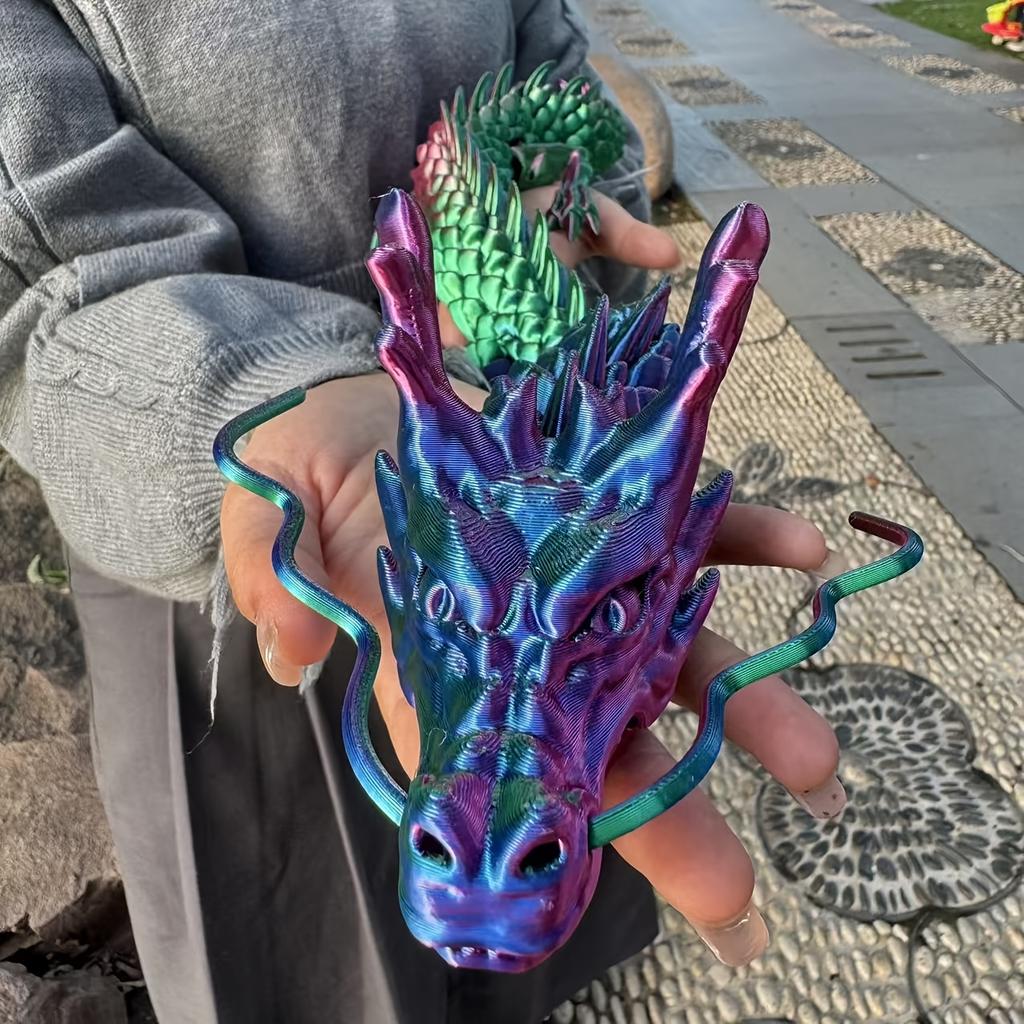 120/180cm Exquisite Chinese Dragon 3D Printed Flexible Joints Figurine for Desk Car Office Decor Plants Landscaping Decoration