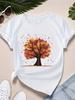 T-shirt da Donna a Maniche Corte con Girocollo Stampa Foglie d'Acero Autunnali Top Casual da Donna a Maniche Corte con Girocollo Abbigliamento