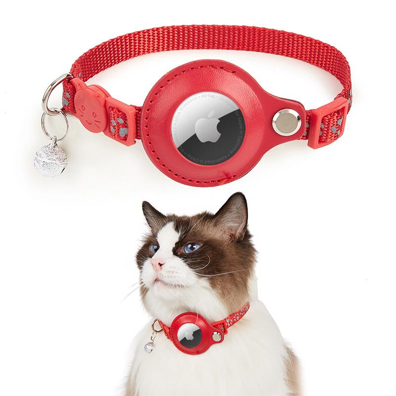 Reflective Cat Collar with Airtag Holder and Bell - Anti-Lost Tracker for Cats