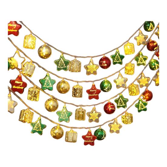 Christmas Fairy String Lights 10/20/40/80 LED Xmas Warm White Light with Santa Claus Tree Snowman Candy Cane Stockings for Indoor Home Party Decor