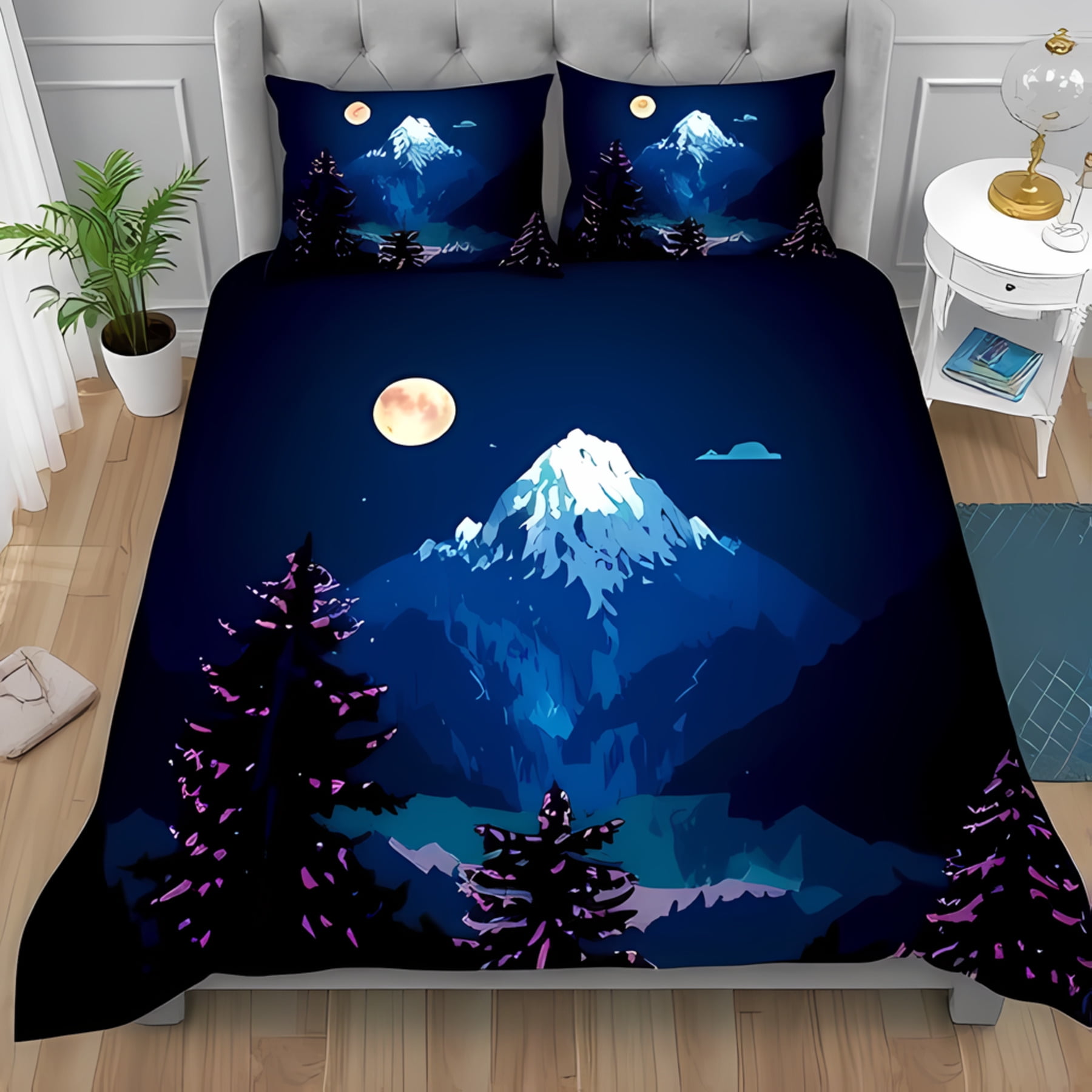 

Polar Bear Warm Comforter Cover Galaxy Night Borealis, Northern Lights Quen Soft Duvet Cover Arctic Animal Wildlife Beding Set Soft Warm 120*200cm Single