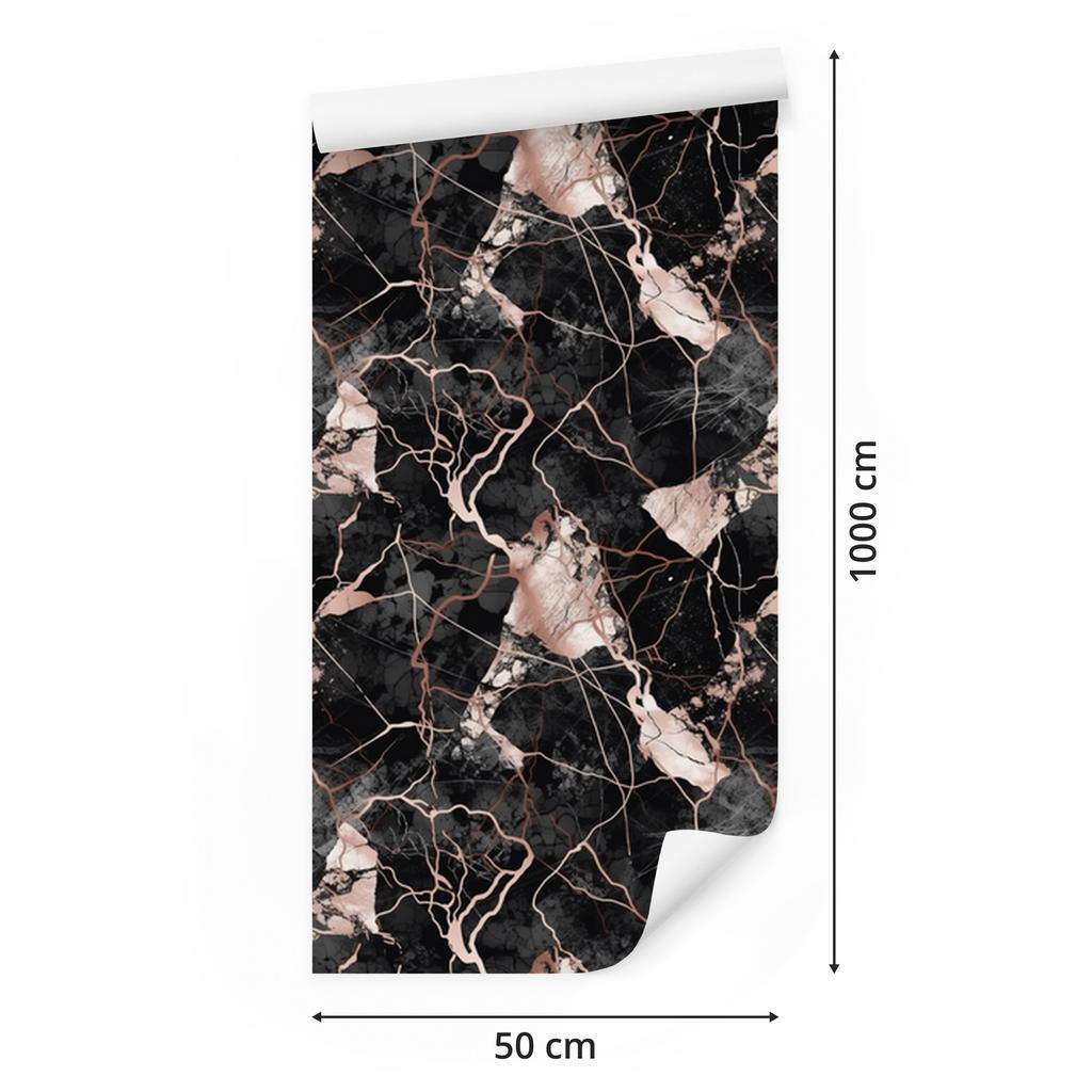 Graphite, Black and Burgundy Marble Wallpaper for Living Room and Bedroom 50x1000