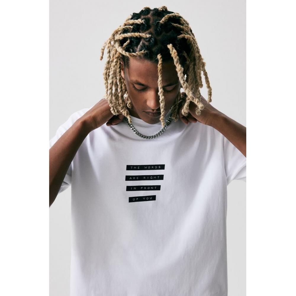 

Футболка свободного кроя с принтом HM белая The Words