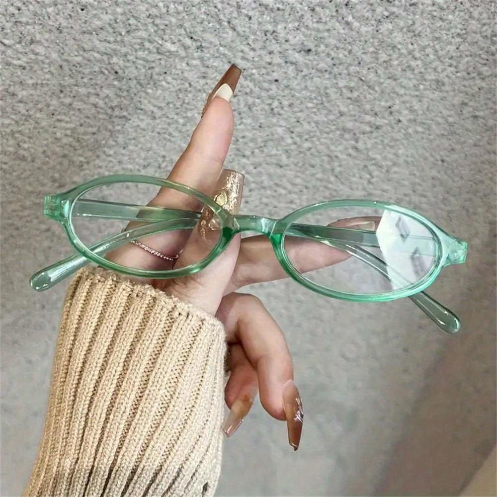 

1pc Fashionable And Elegant Women Oval Eyeglasses Frame, Lightweight And Portable, Exquisite Design світло-зелений колір