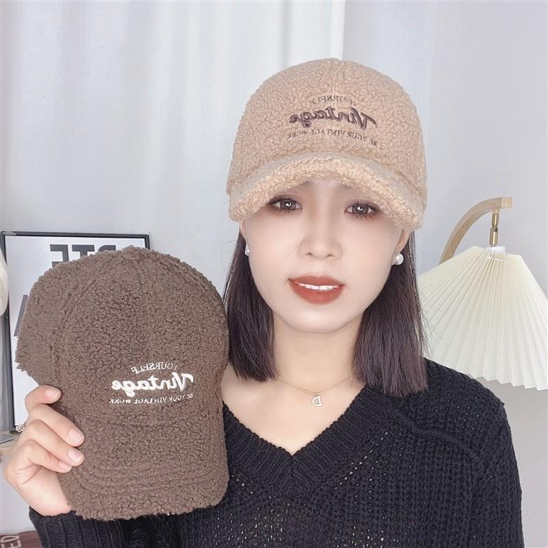 Lamb Plush Baseball Cap Women's Winter New Fashion Versatile Hat Autumn and Winter Fluffy Cap