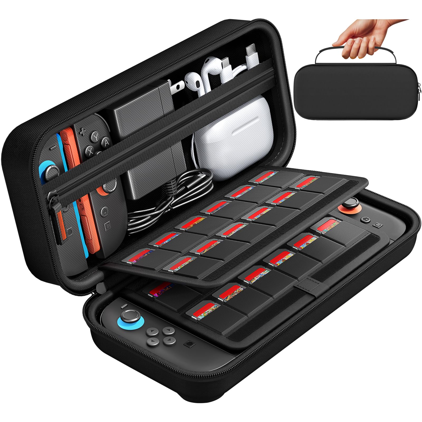 

for Nintendo 3DS Carrying Case for Switch Protective Storage Nylon Full Large Holds 24 Game Travel Carrying Small Item Easy to Carry [New 2025] 2,