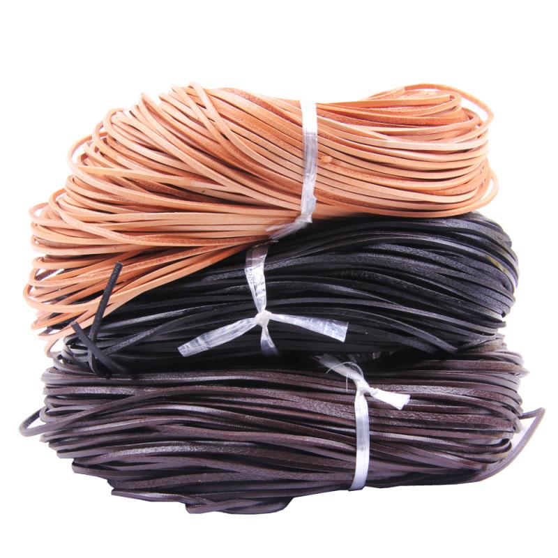 Corda Fai da Te Spessore 2mm Larghezza 2mm Corda Intrecciata Corda a Striscia di Cuoio Corda Piatta in Cuoio Conciato al Vegetale Pelle Piatta Corda in Pelle di Vacchetta