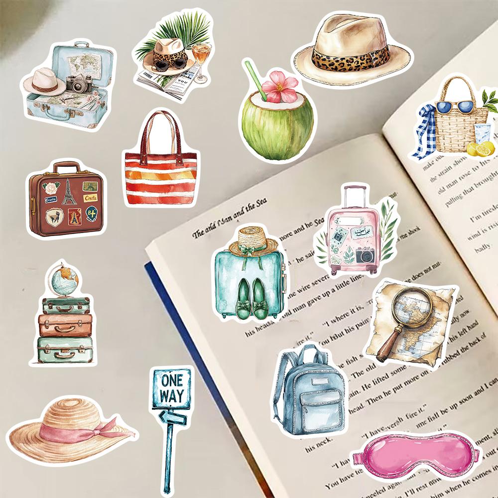 50PCS Camping Collage Stickers Decorative Laptop Case Skateboard Phone Waterproof Living Room Skateboard Art Coffee Sticker