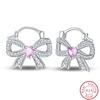 New Sweet 925 Silver Women's Princess Powder Gemstone Blue Kind Bow Design Earrings Fit Party Exquisite Jewelry Gifts