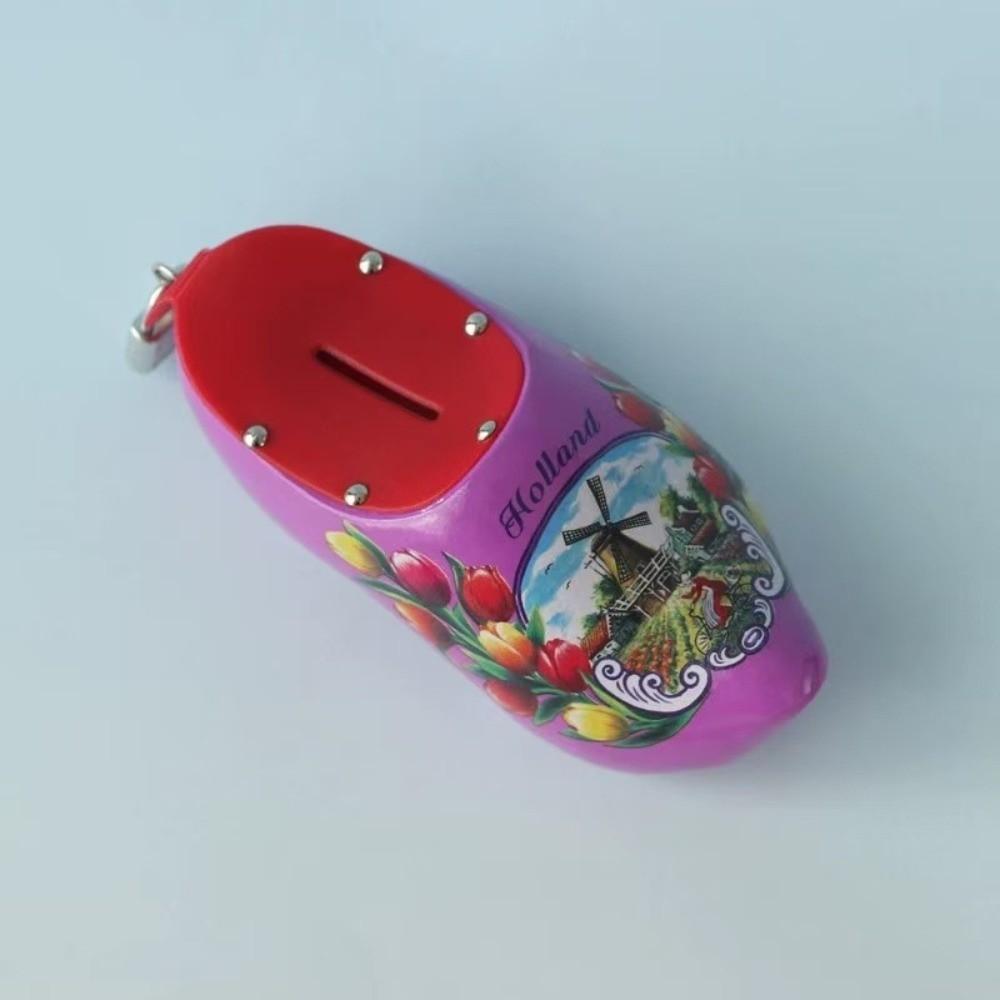 Miniature Wooden Shoes Piggy Bank 15cm Coin Saving Box Wooden Clog Piggy Bank Indoor Use