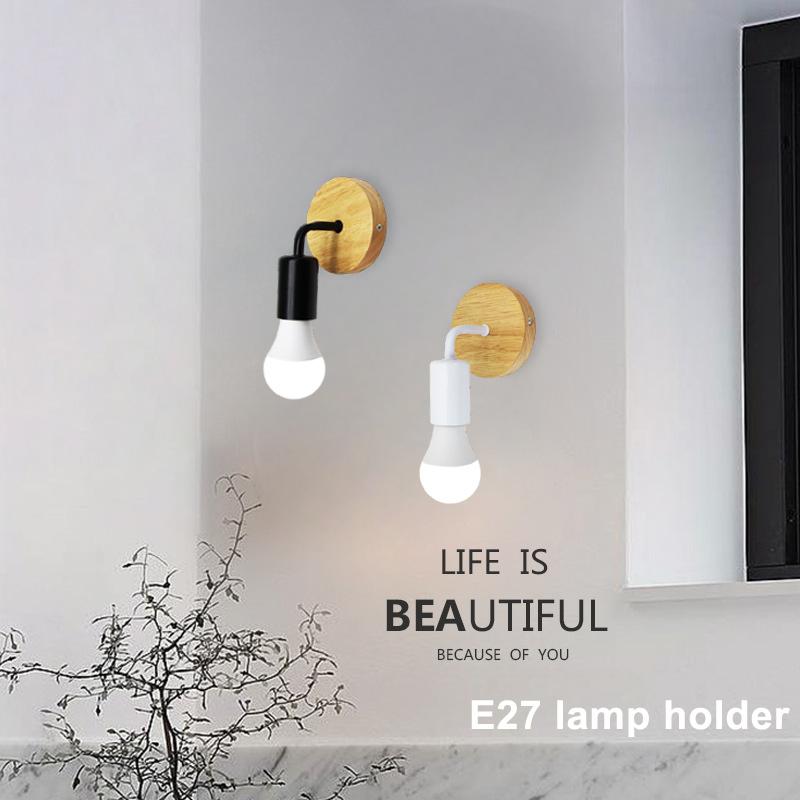 1 Pack/2 Pack Industrial Style, Wood Base Farmhouse Wall Lamp for Living Room, Bedroom, Hallway, Black White