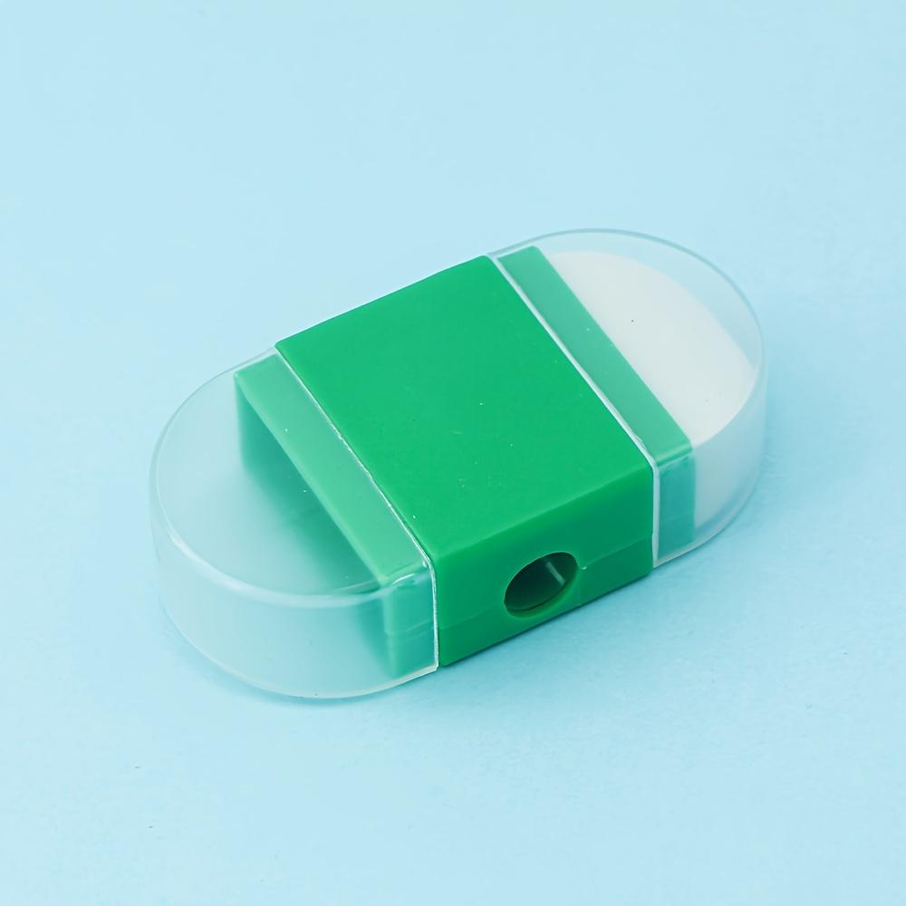 2-in-1 Pencil Sharpener with Eraser: Portable Pocket Office Pencil Sharpener with Trash Compartment - Suitable for Ages 14 and Up