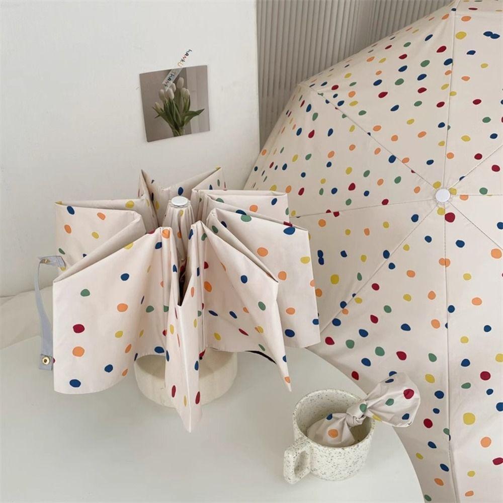 Vinyl Automatic Umbrella Windproof Polka Dot Umbrella Colorful Folding Umbrella  Outdoor