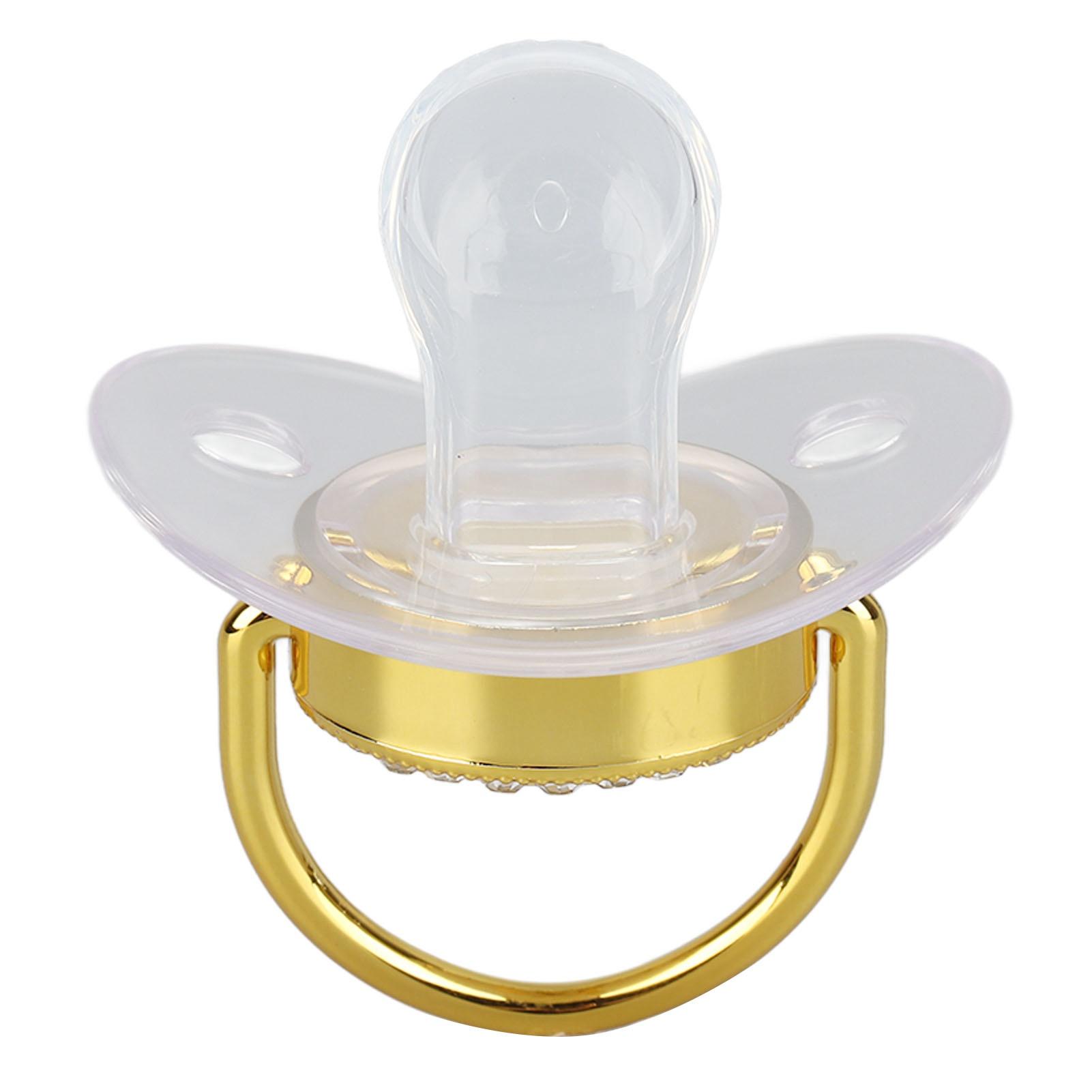 Sucette de dentition pour bébé avec strass dorés et lettres pour baptême et bain