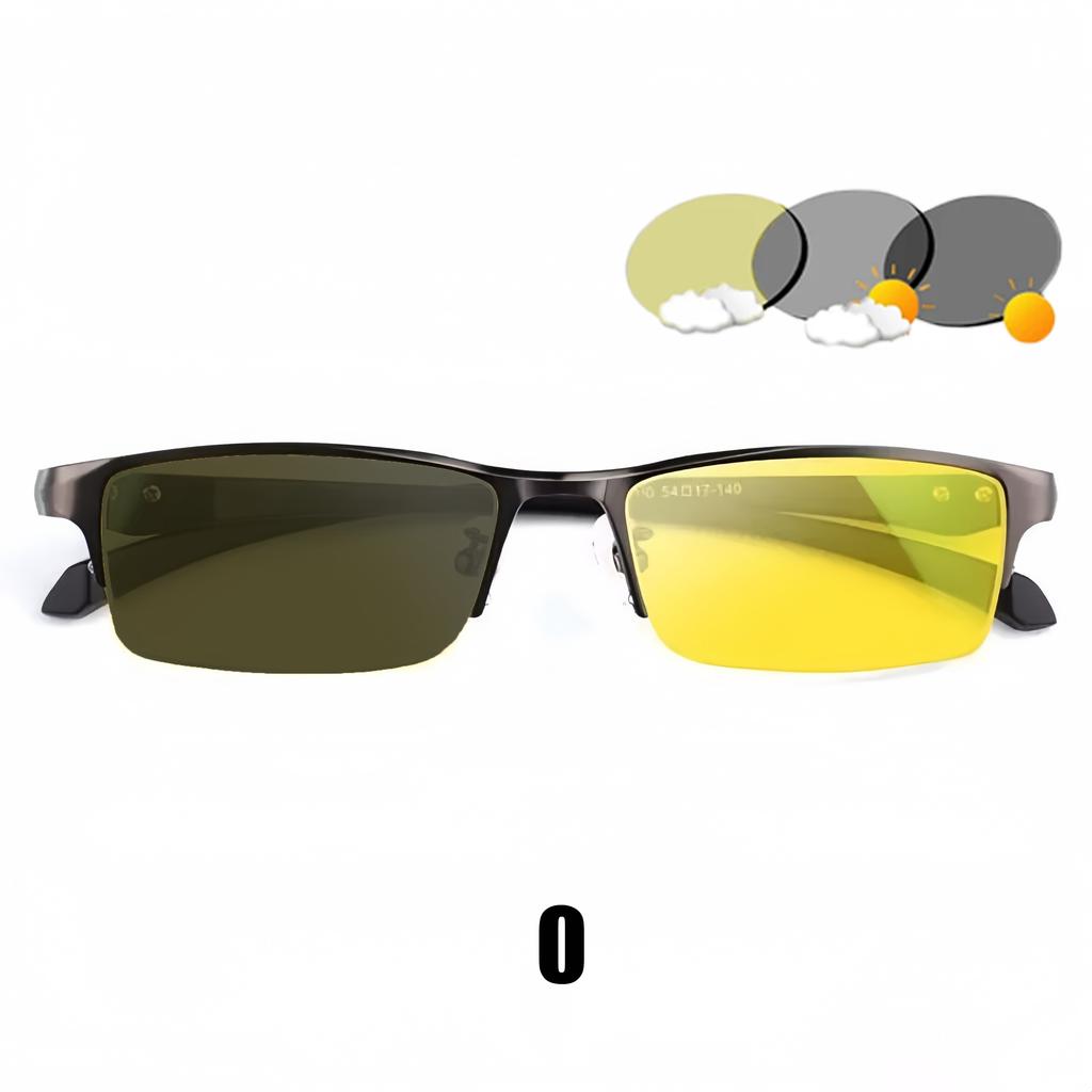 Business Style Night Vision Pochromic Myopia Glasses Men Vintage Day and Night Eyewear Yellow Lenses Near Sight Eyeglasses